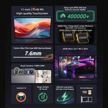 Bmax I11 Power 2024 平板电脑 MTK MT6789(G99)-8 核 Ram 8G+256GB Rom，11 英寸 IPS 2000x1200 屏幕 5MP 前置 13MP 后置摄像头，Type-C 平板电脑双 4G LTE GPS BT 5.2，18W Type-C 快速充电，8000mAh，Android 14，免费礼品盒 - 無電源轉接器 - 查看 3