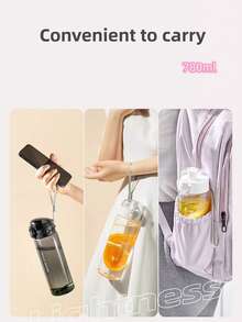 1 件极具吸引力的学生水瓶，大容量耐热塑料杯，适合女孩，户外运动简约时尚饮水瓶，带刻度和背带 - 彩色 - 查看 7