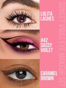 Misslyn 落日氛圍眼妝套裝，3件套，包含睫毛膏+眼影組+眼線筆，高色彩濃度，持久不脫妝，絲滑質地易於混合，閃爍質地，增厚睫毛，可洗式配方