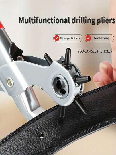 1pc Professional Leather Hole Puncher - Leather Punching Tool For Belts, Watch Bands, Strap, Bags And More - Precision Multi Size Punch Set For Crafts And Diy Projects - Leather Puncher, Belt Puncher, Revolving Hole Puncher Kit, Leather Punch Pliers, Belt, Watch, Bag, Leather Hole Punching Tool, Belt Diameter, Hand Tool Set: Professional Punch Pliers Set For Punching Holes, Setting Snaps And Making Watchbands And Strap!