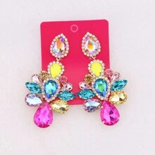 ACEHLN 新款長款金屬彩色水晶吊墜耳環，高品質時尚鑽石配飾女士批發 - Style 1 - 查看 19