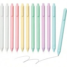 12 PCS Random Color Ballpoint Pen, Comfortable Stylus, Soft Retractable Beautiful Diary Pen, Black Ink Midpoint 1.0mm Gift Pen, Cute Fountain Pen Office Supplies