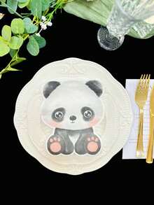 20 pièces de papier mouchoir imprimé avec des motifs de panda de bande dessinée, serviettes asymétriques amusantes pour décoration de fête, papier pour invités à la maison, fête d'anniversaire, restaurant, fournitures de fête