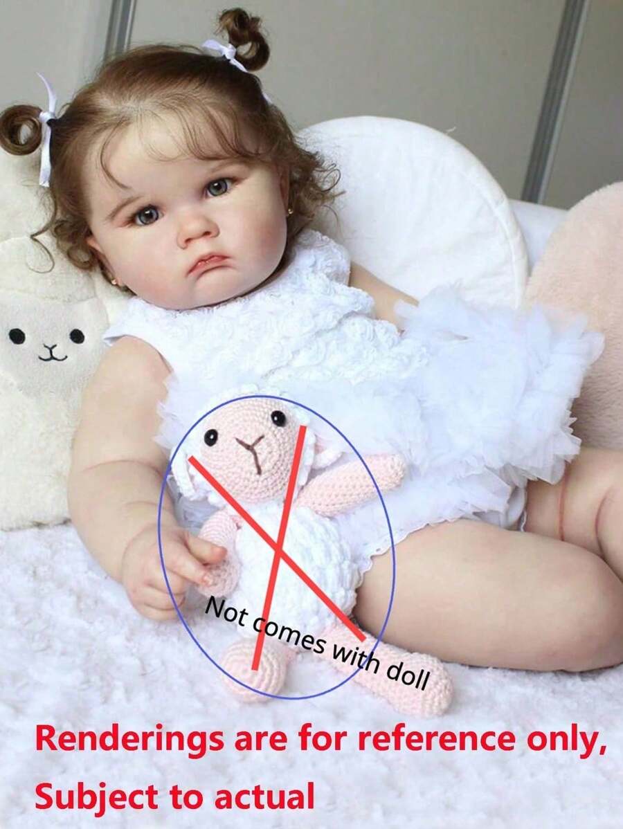 Realistic 60cm 24inch Reborn Fat Big Doll With Hand-Painted 3D Skin And Vascular Vein (Vinyl Limb, Cloth Body) Newborn Bebe Art Toy Birthday Gift (Some Parts Random) - trắng - Xem 1