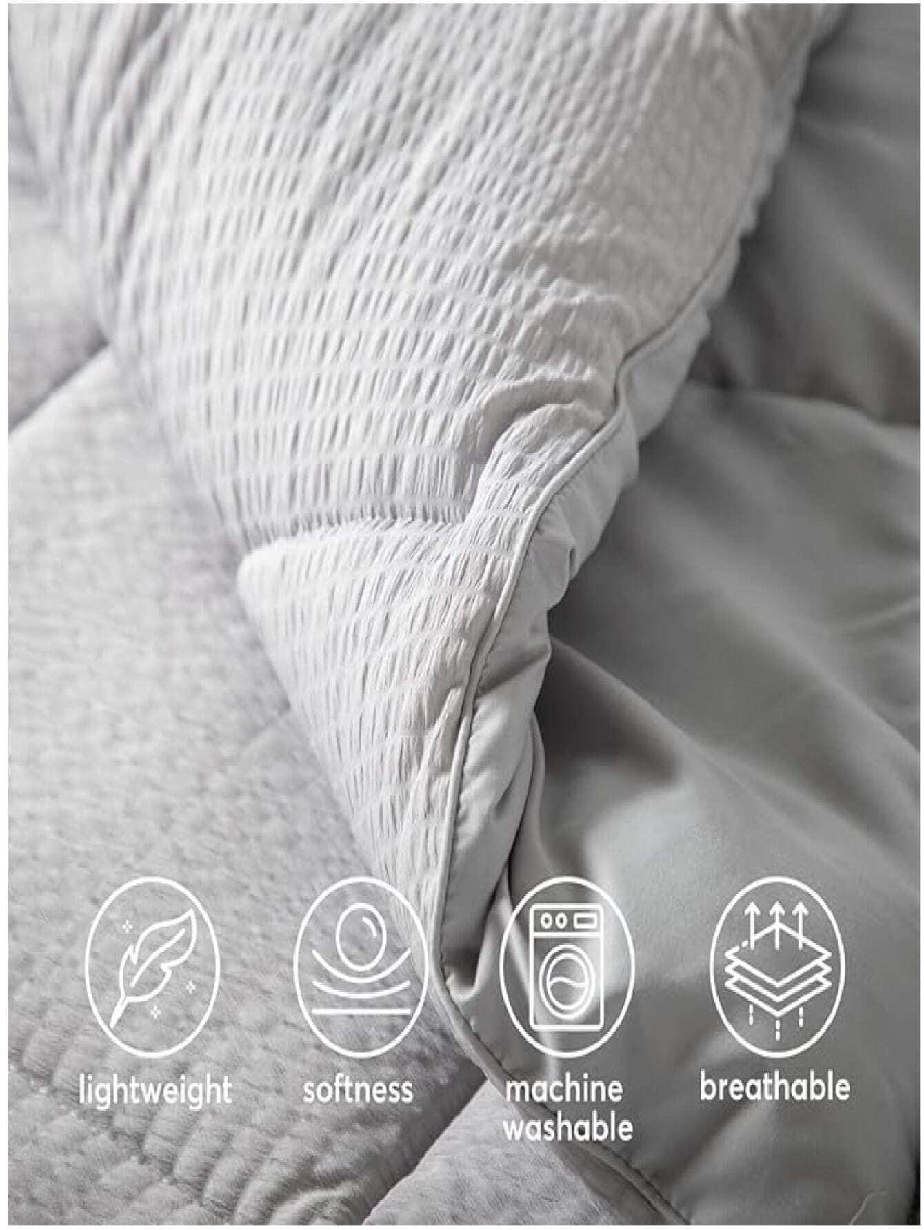 All Season Quilted Comforter Set King Size. With 2 Pillow Shams, Cozy Soft Seersucker Bedding