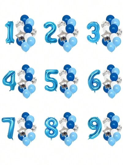 13 Stück Metallisch Folien Nummer Latex Luftballons, Geburtstags Party Dekoration Luftballons, Heim Dekoration Luftballons