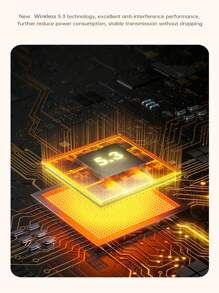 TWS 5.3無線運動立體聲耳機，手機Hi-Fi立體聲音樂和麥克風觸摸低延遲遊戲耳機 - 杏色 - 查看 4