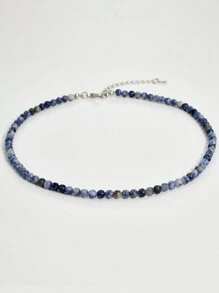 Collar de cadena de clavícula de estilo Y2K con piedra natural de aquamarina, joyería de collar de cuentas de topacio de 4 mm de colores, adecuado para uso diario y conjuntos