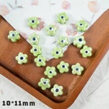 10pcs Colorful Flower Shaped Hand Painted Ceramic DIY Beads For Bracelet, Necklace, Earrings, Phone Charm Pendant Jewelry Making Valentines