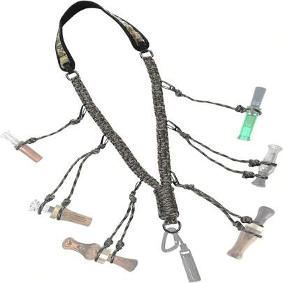 Duck Call Lanyard With 10 Adjustable Loops, Camo Grade Duck Hunting Accessories With Drops Secures 5 Call, Hand Braided Game Lanyard For Outdoor Predator/Goose Whistle