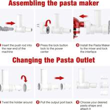 6 In 1 Pasta Attachment For Kitchenaid Stand Mixer, Pasta Maker Attachment With 6 Different Shapes Pasta Outlet Cleaning Brush, Dishwasher Safe, Homemade Fresh Pasta Easily