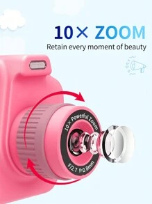 Instant Camera - Cartoon Style Digital Mini Camera, Selfie Camera - Pink - Pink - View 2