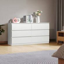 Modern 6-Drawer Storage Chest Organizer Cabinet Black/White - trắng - Xem 1
