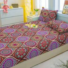 3入組波西米亞圖案床單套裝 - 柔軟舒適的臥室、客房和宿舍床上用品（包括1張床罩和2個枕頭套）