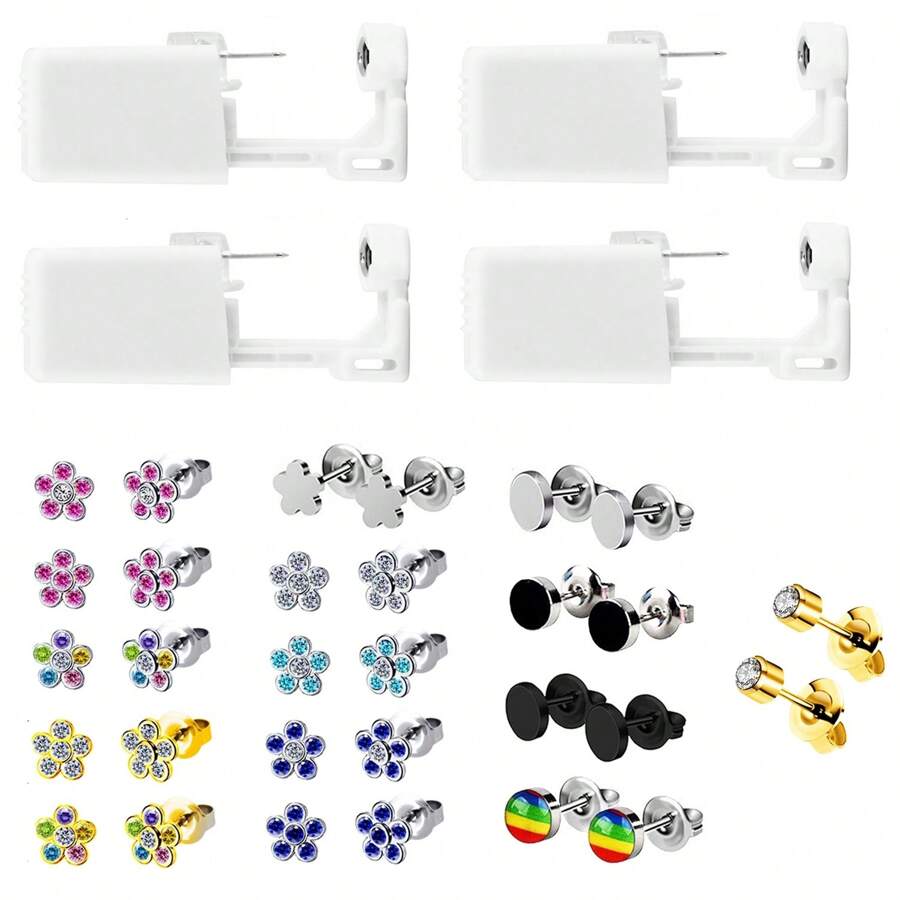 8pcs/Sets Ear Piercing Kit Disposable Self Ear Piercings Gun Kit Tool