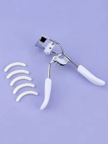 1pc Eyelash Curler With 5pcs Replacement Pads, White Portable Makeup Tool - Multicolor - View 9
