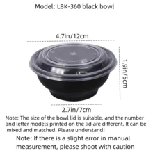 50pcs Disposable Food Packaging Boxes Including Soup Bowl, Lunch Box, Round Bento Box School Supplies,Back To School - Black - View 3