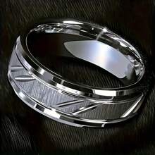Fashionable Stainless Steel Slanting Matte Ring, Suitable For Men's Daily Outfits - Style 1 - View 13