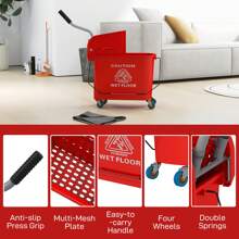 HOMCOM Mop Bucket With Wringer On Wheels For Floor Cleaning 21 Quart - Red - View 4
