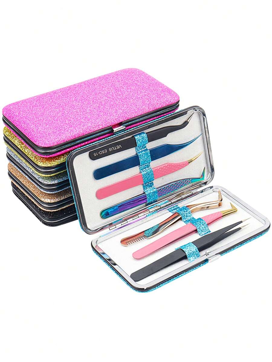 1 Máy Tính Nối Mi Nhíp Túi Bảo Quản Bạc Lấp Lánh Túi Bảo Vệ Cho Nhíp