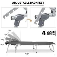 MoNiBloom Folding Camping Cot With 4 Positions Adjustable, Portable Sleeping Bed With Pillow And Carrying Bag For Hiking Indoor Outdoor Travel, Black - màu đen - Xem 7