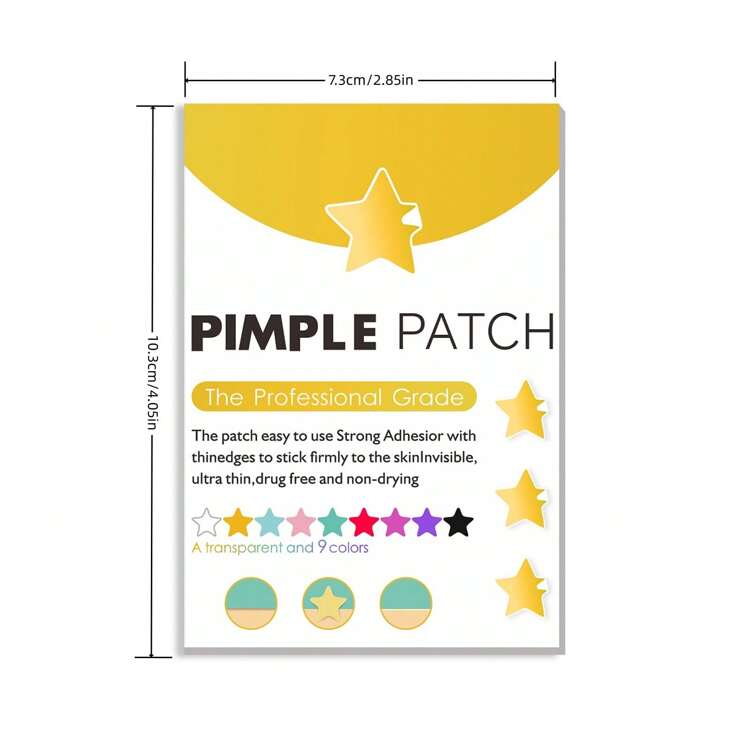 40/80/200/400/600/800 piezas de parches para acné en forma de estrella, etiqueta de cobertura de manchas para la piel facial, parches para espinillas para el acné - Dorado - Añade 10