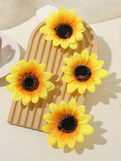 4pcs Sunflower Style Hair Clips For Girls, Ideal For Dressing Up During Summer Beach Vacations, School Stuff, Vacation Outfits Woman, Hair Accessories, Head Accessories, Hair Accessories For Women