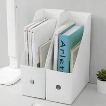 1pc Desktop Book Storage Box, Multi-Functional Plastic Desk Organizer, Dorm Room Bookshelf, File Sorting Bin - White - View 3