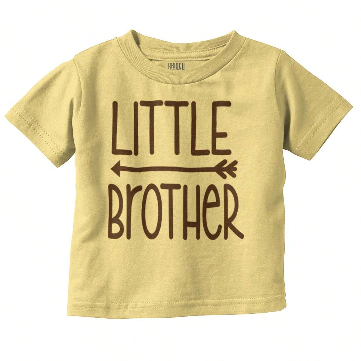Brother Baby Boy Toddler Graphic Tee Shirt Cute Family Baby Pregnancy Announcement Relatives Saying Little Brother Arrow Casual Everyday Soft Cotton Printed Short Sleeve Crewneck Tshirt Baby Clothes Brisco Brands