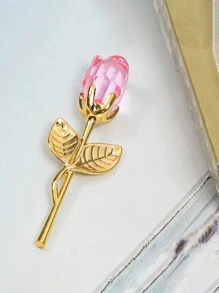 1pc Glass Rose Mini Crystal Flower Artificial Flowers,Mini Crystal Gift Box Decoration Red Rose Flower Artificial Flowers Party Gift For Women, Glass Rose Mini Crystal Flower Artificial Flowers Wedding Party Gift Room Ornament Office Desktop Decoration