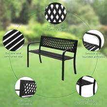 47in PVC Mesh Backrest Iron Bench Black - Black - View 8