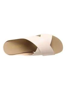 Women Wedge Platform Slide Sandals Slip On Open Toe Criss Cross Platform Flat Sandals Comfortable Summer Vacation Slingback Shoes - Pink - View 5
