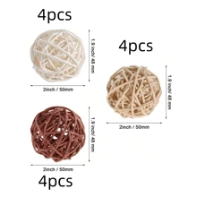 Set de 12 bolas de mimbre como relleno decorativo para jarrones, para decorar el hogar, el árbol de Navidad, el jardín, la boda, la fiesta, la mesa de café, manualidades DIY, adornos para loros, mejores regalos