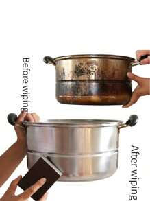 12pcs/10pcs/1roll/1pc Kitchen Cleaning Magic Eraser, Suitable For Pot Scrubbing, Dishwash, Cookware Cleaning, Stain Removal, Rust Cleaning, With Scouring Pad,Kitchen,Bathroom,Home,Household Suppliers