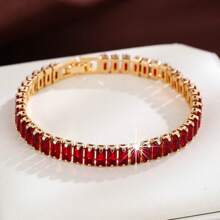 1 件简约时尚方晶锆石镶嵌方形镀金网球手链 - 手鍊 - 查看 23