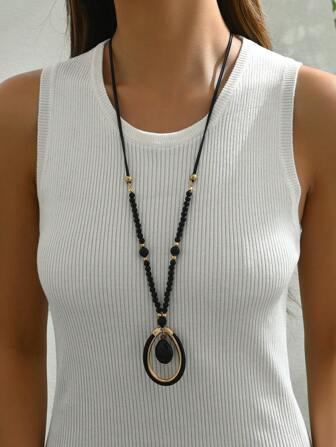 1入流行的休閒金屬合金珠子項鍊，適合女性日常穿著