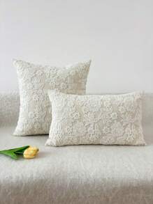 1 funda de almohada floral bordada exquisita, sin relleno de almohada - Beis - Ver 6