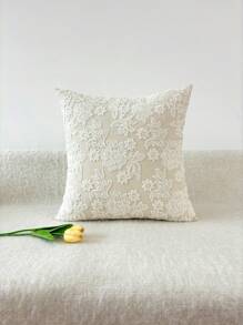 1 funda de almohada floral bordada exquisita, sin relleno de almohada - Beis - Ver 7