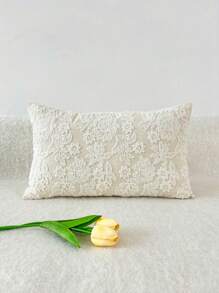 1 funda de almohada floral bordada exquisita, sin relleno de almohada - Beis - Ver 8
