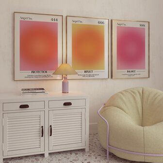 Set Of 3 Unframed Angel Numbers Gradient Wall Art Aura Angel Number Posters Affirmation Posters Pink Aura Art Pink Gradient Feminine Wall Art Waterproof Canvas Pink Room Decor Preppy Room Decor Wall Decor Aesthetic Ideal Gift Gifts Birthday Graduation