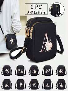 1 chiếc Túi đeo chéo thời trang giải trí có túi vải đựng điện thoại di động Ví đựng tiền xu theo chiều dọc khi đi du lịch. Quà tặng trở lại trường - màu đen - Xem 2