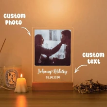 Personalized Couple Collage Photo LED Night Light, Custom Acrylic Photo Lamp With Text, Photo Collage LED Light, Romantic Gifts For Anniversary, Wedding, Birthday, Valentine's Day, Unique Gift For Wife/Girlfriend/Friend, Husband/Boyfriend, Bedroom Decor