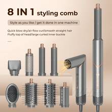 8-In-1 Foldable Cordless Negative Ion Hair Dryer High Speed Hot Air Brush Multi-Functional Styling Tool Set - UK Plug(220-240V) - View 3
