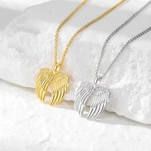 1pc Unisex Personalized Wing Shaped Pendant, Suitable For Daily Wear - Yellow Gold - View 2