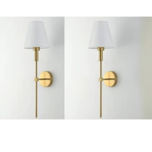 E27/E26 Holder Wall Sconces , Retro Industrial Wall Lamps, Bathroom Vanity Sconces Wall Lighting With White Fabric Shade, Suitable For Bedroom Living Room Corridor Kitchen