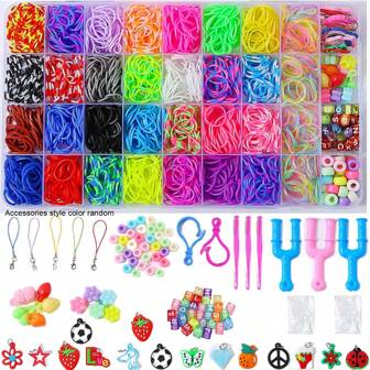 36-grid Rubber Band Bracelet Making Kit, Colorful Loom Bracelet Making Set, Diy Art Kit With Charm Beads For Beginners, Girls, Boys As Birthday, Party, Christmas Gifts (random Color)
