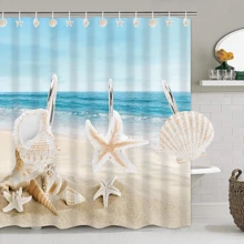 12pcs Oceanic Style Shower Curtain Hooks With Starfish, Conch And Sea Shell Design, Easy To Install, Suitable For Bathroom, Bedroom, Living Room Home Bathroom Decor Fall Decor Bathroom Accessories Back To School