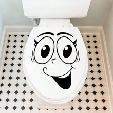1pc New Style Smiling Face Printed Toilet Decal, Stickers, Wall Decal, Vinly Decal For Home Decorations, Spring Decoration Items Refresh Your Home, Festival Decoration Stickers Gifts Birthday Graduation