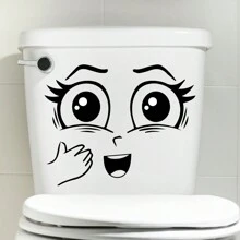 1pc New Style Smiling Face Printed Toilet Decal, Stickers, Wall Decal, Vinly Decal For Home Decorations, Spring Decoration Items Refresh Your Home, Festival Decoration Stickers Gifts Birthday Graduation