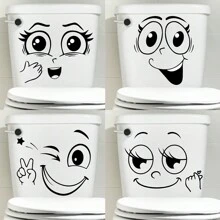 1pc New Style Smiling Face Printed Toilet Decal, Stickers, Wall Decal, Vinly Decal For Home Decorations, Spring Decoration Items Refresh Your Home, Festival Decoration Stickers Gifts Birthday Graduation